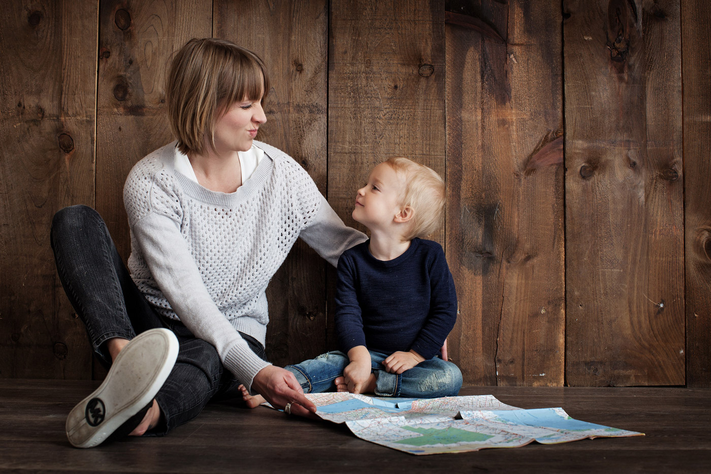 Mother and child looking at each other